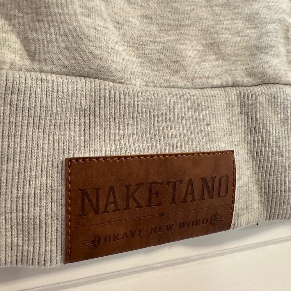 Naketano Colorblock Pink Gray Asymmetrical Cowl Neck Women’s Hoodie - Picture 6 of 8